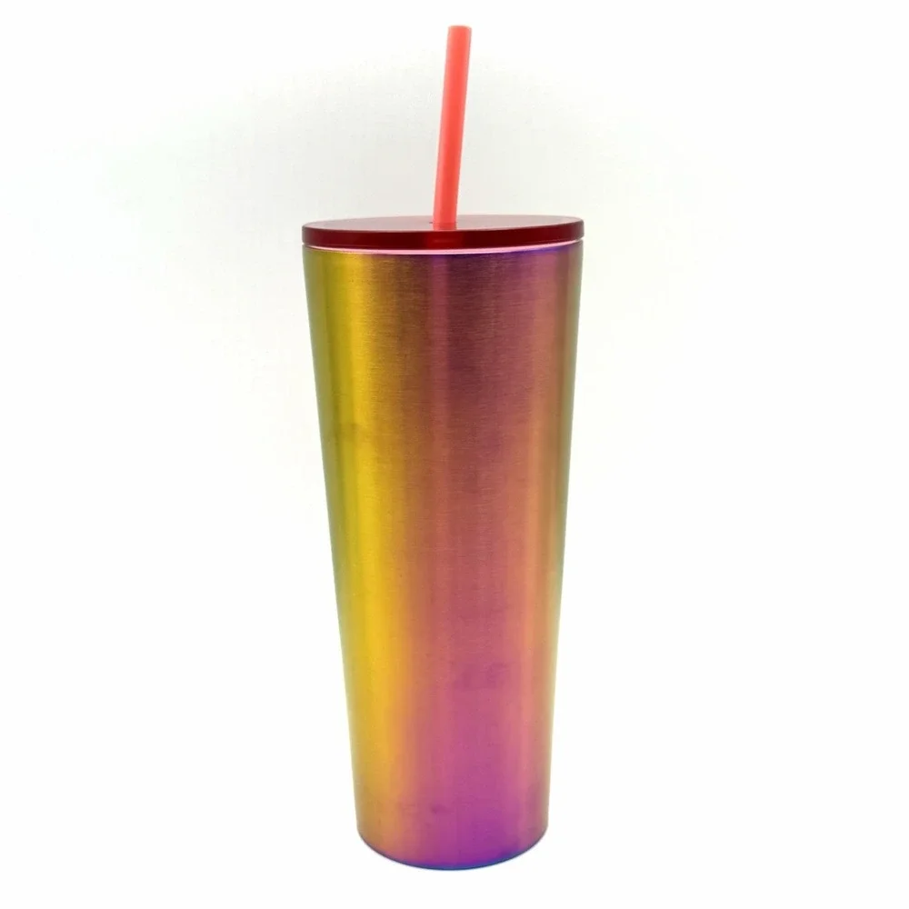 Starbucks 24oz Iridescent Stainless Steel Cold Cup Tumbler‎ Venti with Straw